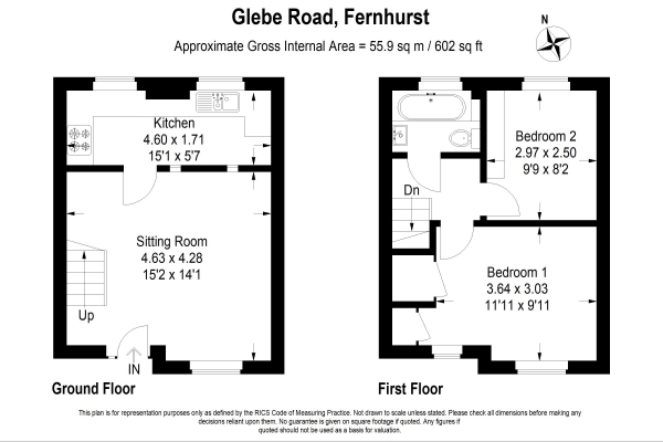 Floor Plan Image for 2 Bedroom End of Terrace House for Sale in Glebe Road, Haslemere