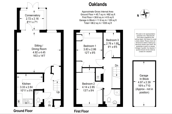 Floor Plan Image for 3 Bedroom Town House for Sale in Oaklands, Haslemere