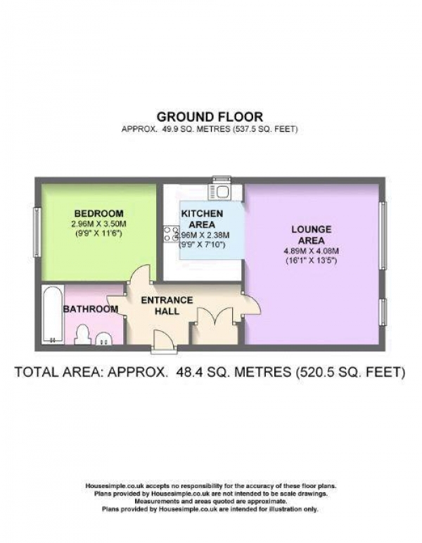 Floor Plan for 1 Bedroom Apartment for Sale in St. Christophers Road, Haslemere, GU27, 1EP - Guide Price &pound195,000