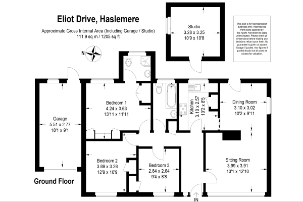 Floor Plan Image for 3 Bedroom Bungalow for Sale in Eliot Drive, Haslemere WALK OF SHOPS, STATION, SCHOOL & COUNTRYSIDE