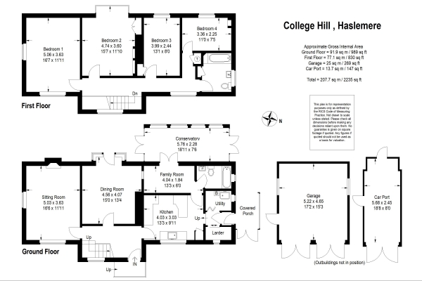 Floor Plan for 4 Bedroom Detached House for Sale in College Hill, Haslemere STUNNING LOCATION Views and in the town, GU27, 2JH - Guide Price &pound1,100,000