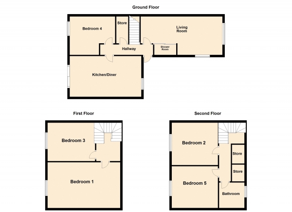 Floor Plan Image for 4 Bedroom Terraced House for Sale in Sheepwalk, Peterborough