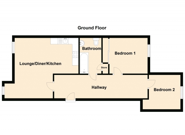 Floor Plan Image for 2 Bedroom Apartment for Sale in Eye Road, Peterborough, PE1 4SD