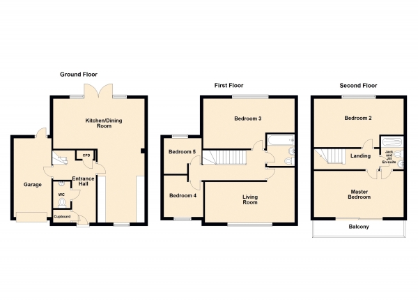 Floor Plan Image for 5 Bedroom Link Detached House for Sale in Chalice Close, Lakeside Edge, PE7 8RL