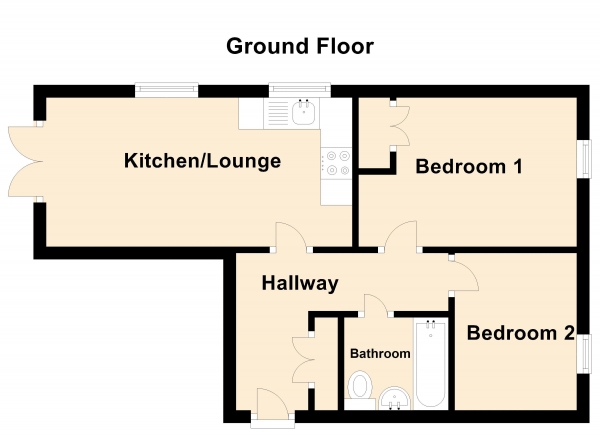 Floor Plan Image for 2 Bedroom Apartment for Sale in Hartley Avenue, Peterborough, PE1 5FT