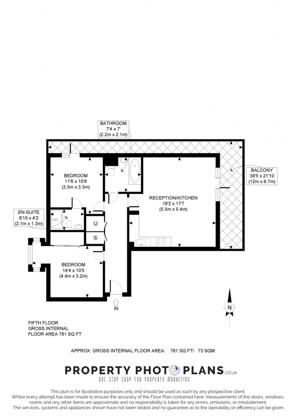 Floor Plan Image for 2 Bedroom Apartment to Rent in Rosemont Road, Acton, W3 9AX