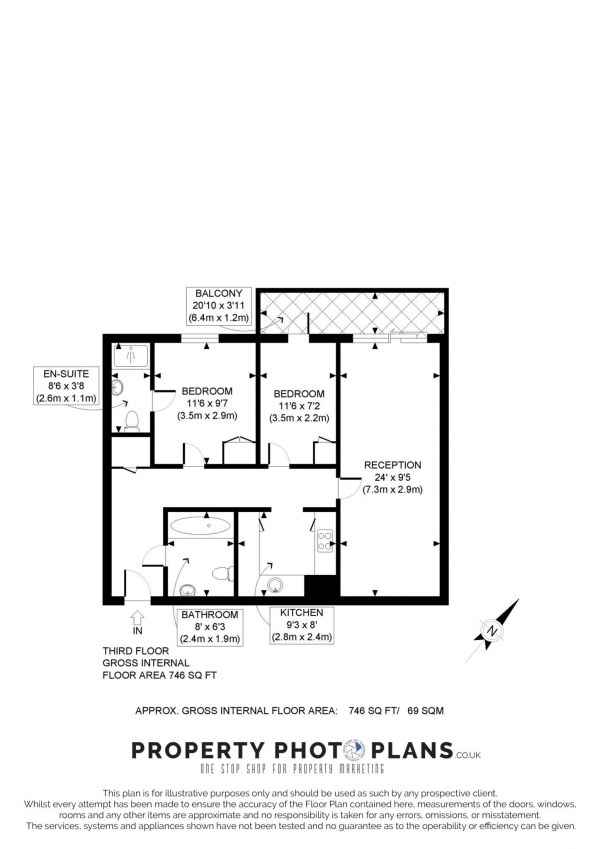 Floor Plan Image for 2 Bedroom Apartment for Sale in Lancaster Gardens, East Finchley, N2 9AJ