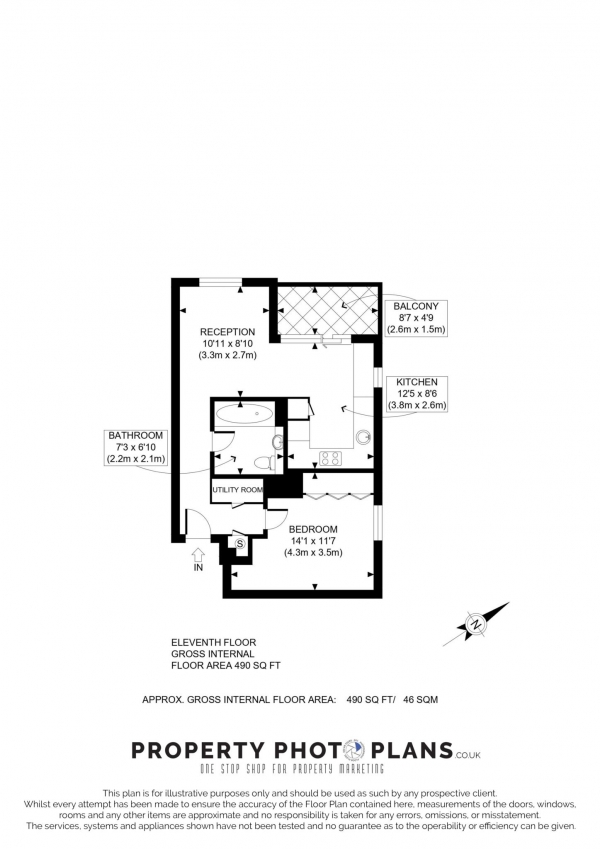 Floor Plan Image for 1 Bedroom Apartment to Rent in Skylark Point, Finsbury Park, N4 2BX