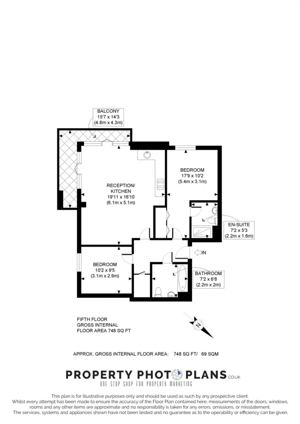 Floor Plan Image for 2 Bedroom Apartment for Sale in Firestone House, Boston Manor, TW8 0GW