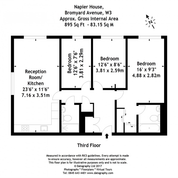 Floor Plan Image for 3 Bedroom Apartment for Sale in Napier House, London, W3 7FL