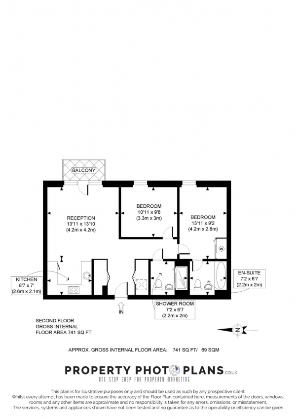 Floor Plan Image for 2 Bedroom Apartment to Rent in Flagstaff Road, Reading, RG2 6DL