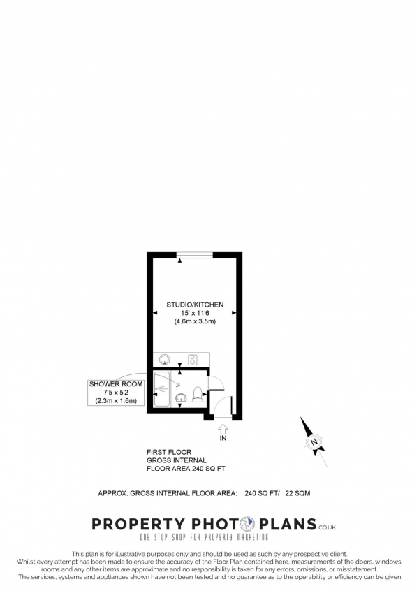 Floor Plan for Studio for Sale in Bromyard Avenue, Acton, W3 7BS, Acton, W3, 7BS -  &pound245,000