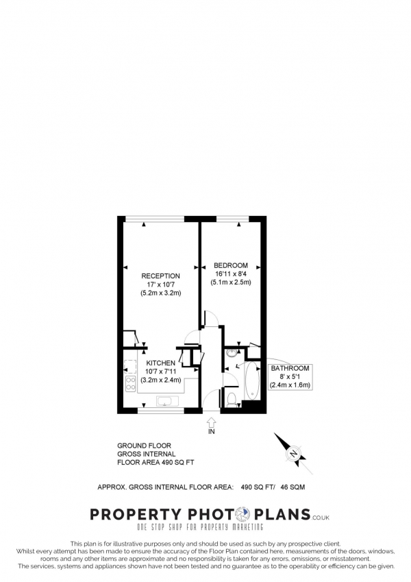 Floor Plan Image for 1 Bedroom Flat to Rent in Woking Close, Putney, SW15 5LD