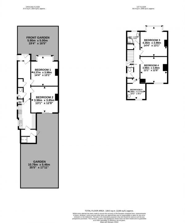Floor Plan Image for 4 Bedroom Property to Rent in Western Avenue, London, W3 7TX
