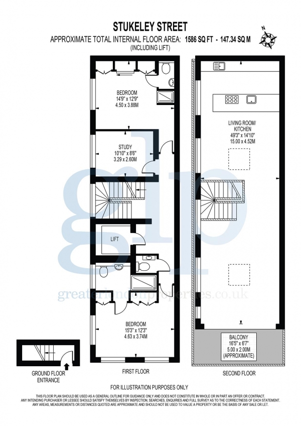Floor Plan Image for 3 Bedroom Flat for Sale in Stukeley Street, London, WC2B