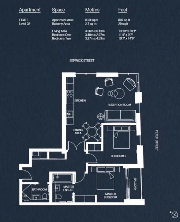 Floor Plan Image for 2 Bedroom Apartment for Sale in The Watch House Berwick Street, Soho
