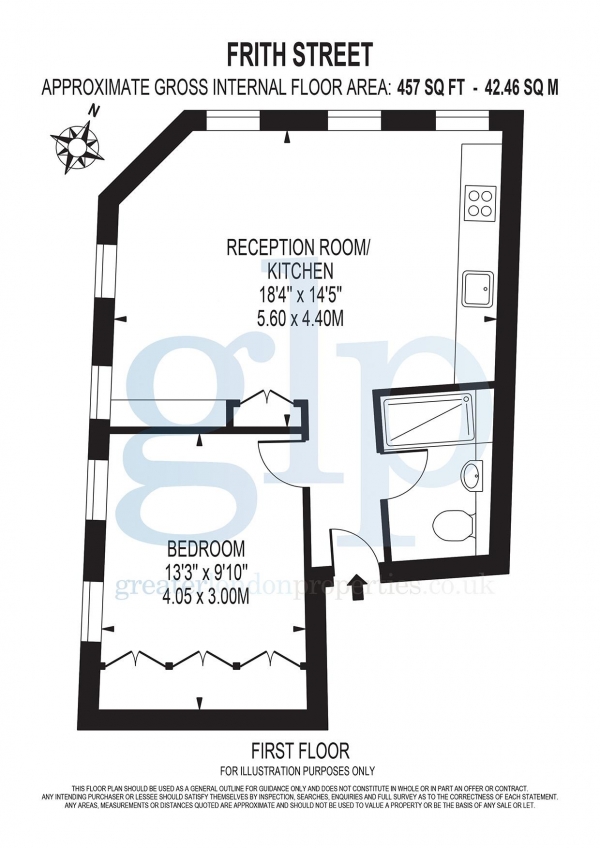 Floor Plan Image for 1 Bedroom Flat to Rent in Frith Street, Soho, W1D