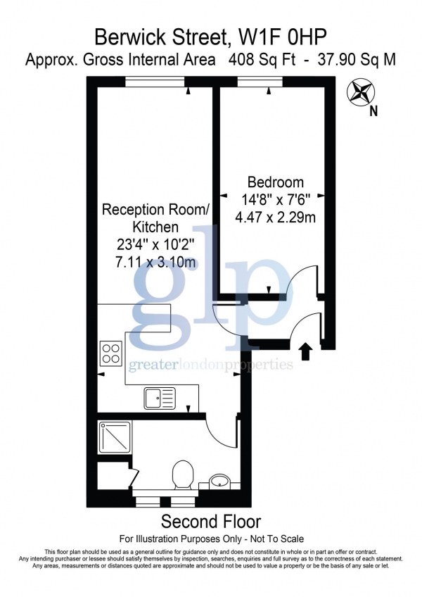 Floor Plan Image for 1 Bedroom Apartment to Rent in Berwick Street, Soho, W1F