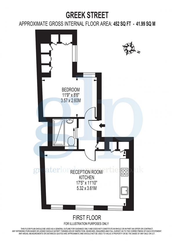 Floor Plan Image for 1 Bedroom Flat to Rent in Greek Street, Soho, W1D