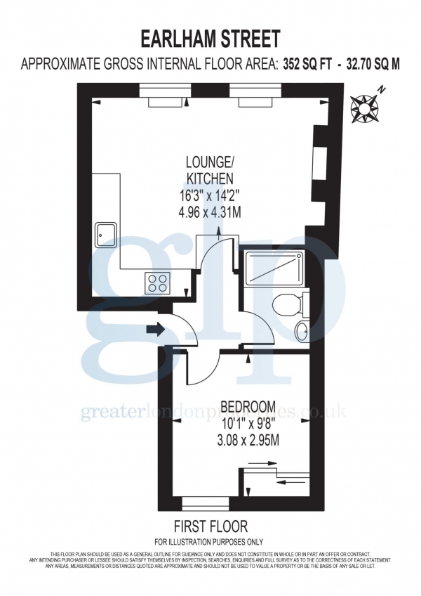 Floor Plan Image for 1 Bedroom Flat to Rent in Earlham Street, Covent Garden, WC2H