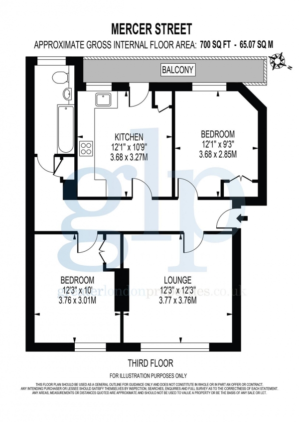 Floor Plan Image for 2 Bedroom Flat to Rent in Mercer Street, Covent Garden, WC2H