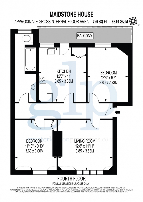 Floor Plan Image for 2 Bedroom Flat to Rent in Mercer Street, Covent Garden