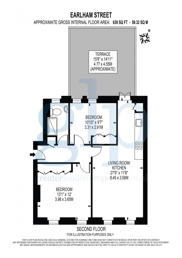 Floor Plan Image for 2 Bedroom Flat to Rent in Earlham Street, Covent Garden, WC2H