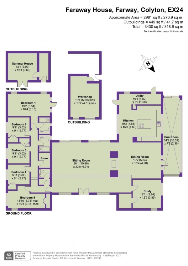 Floor Plan for 5 Bedroom Detached House for Sale in Farway, Colyton, Devon, EX24, 6ED - Guide Price &pound975,000