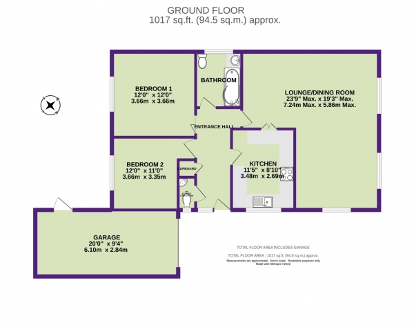 Floor Plan Image for 2 Bedroom Detached Bungalow for Sale in Marlborough Close, Musbury, Axminster