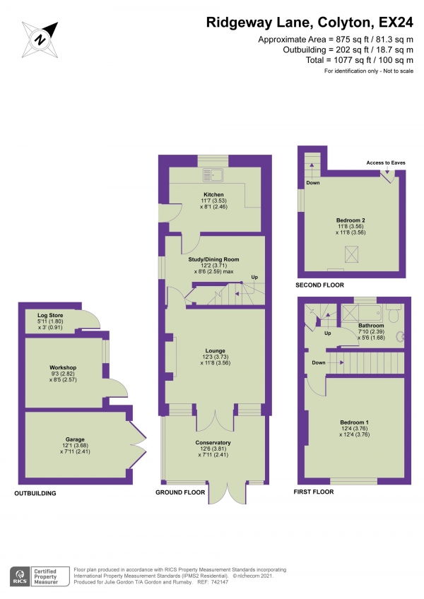 Floor Plan for 2 Bedroom Semi-Detached House for Sale in Ridgeway Lane, Colyton, Devon, EX24, 6RP -  &pound345,000