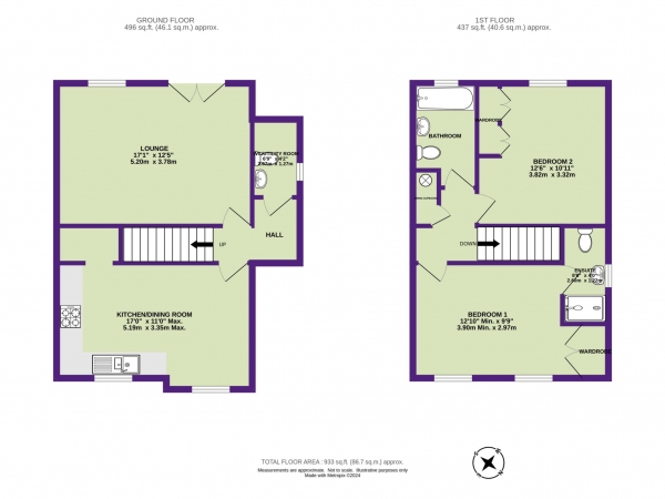 Floor Plan Image for 2 Bedroom Retirement Property for Sale in Queens Court, Colyton, Devon