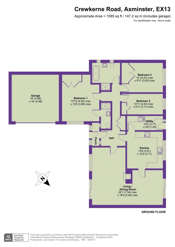 Floor Plan Image for 3 Bedroom Detached Bungalow for Sale in Crewkerne Road, Axminster