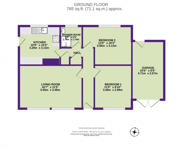 Floor Plan for 2 Bedroom Detached House for Sale in Wessiters, Seaton, Devon, EX12, 2PW - Guide Price &pound300,000