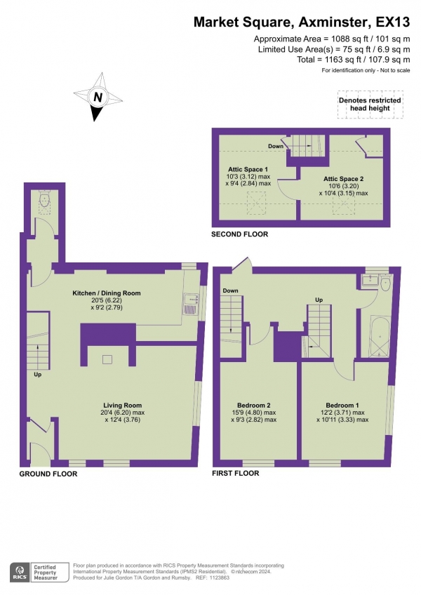 Floor Plan Image for 2 Bedroom End of Terrace House for Sale in Market Square, Axminster. Devon