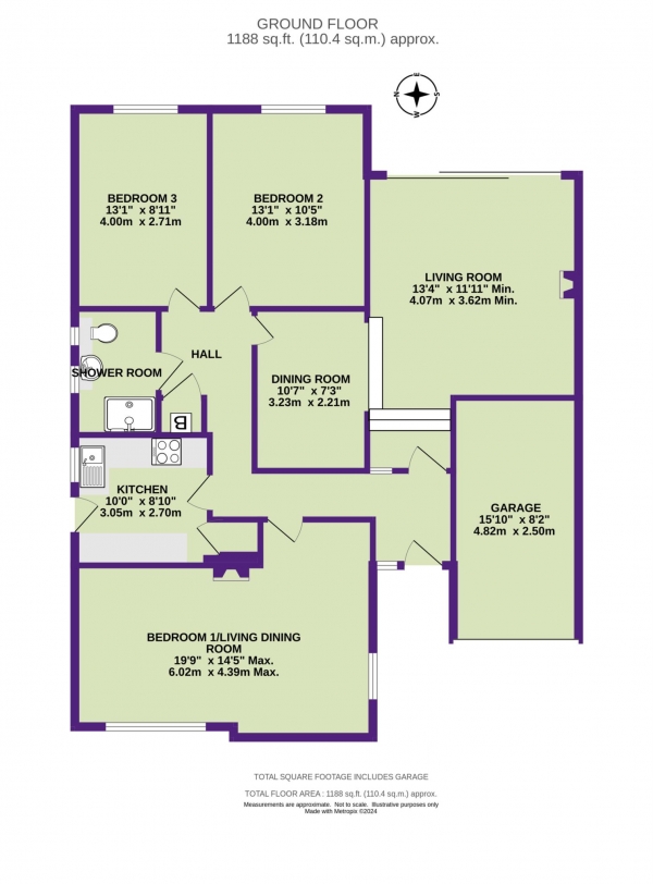 Floor Plan Image for 3 Bedroom Detached Bungalow for Sale in Springfields. Colyford. Devon