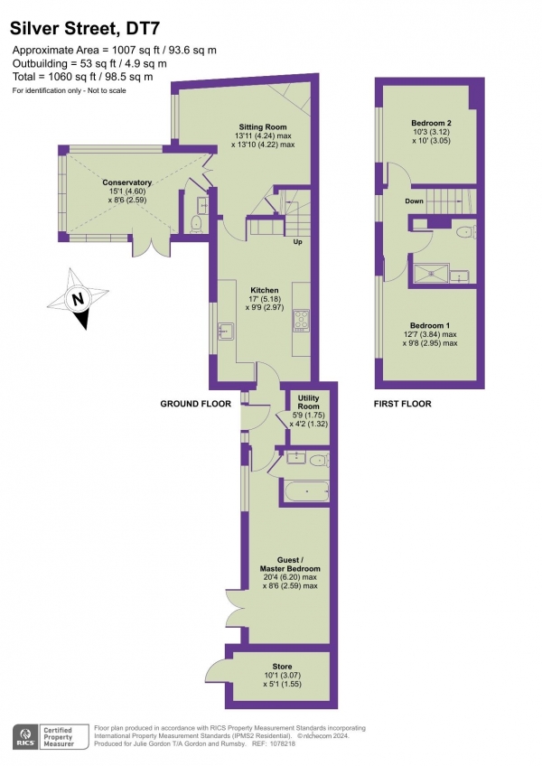 Floor Plan Image for 3 Bedroom Semi-Detached House for Sale in Silver Street, Lyme Regis, Dorset