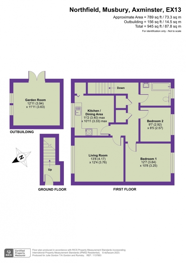 Floor Plan Image for 2 Bedroom Flat for Sale in Northfields, Musbury,Devon