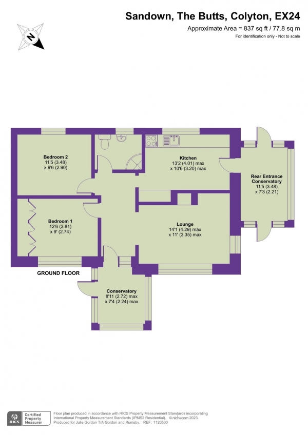 Floor Plan Image for 2 Bedroom Detached Bungalow for Sale in The Butts, Colyton, Devon