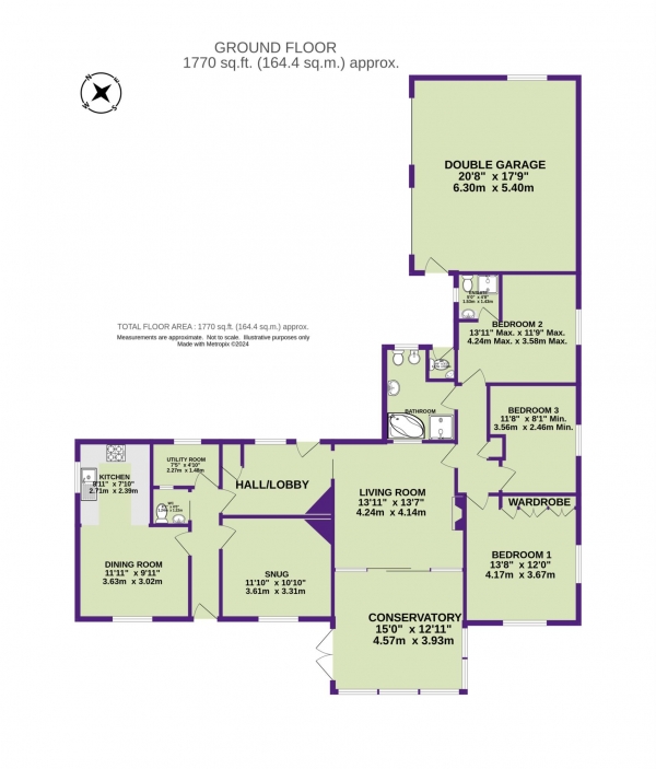 Floor Plan Image for 3 Bedroom Detached Bungalow for Sale in Shute, Devon