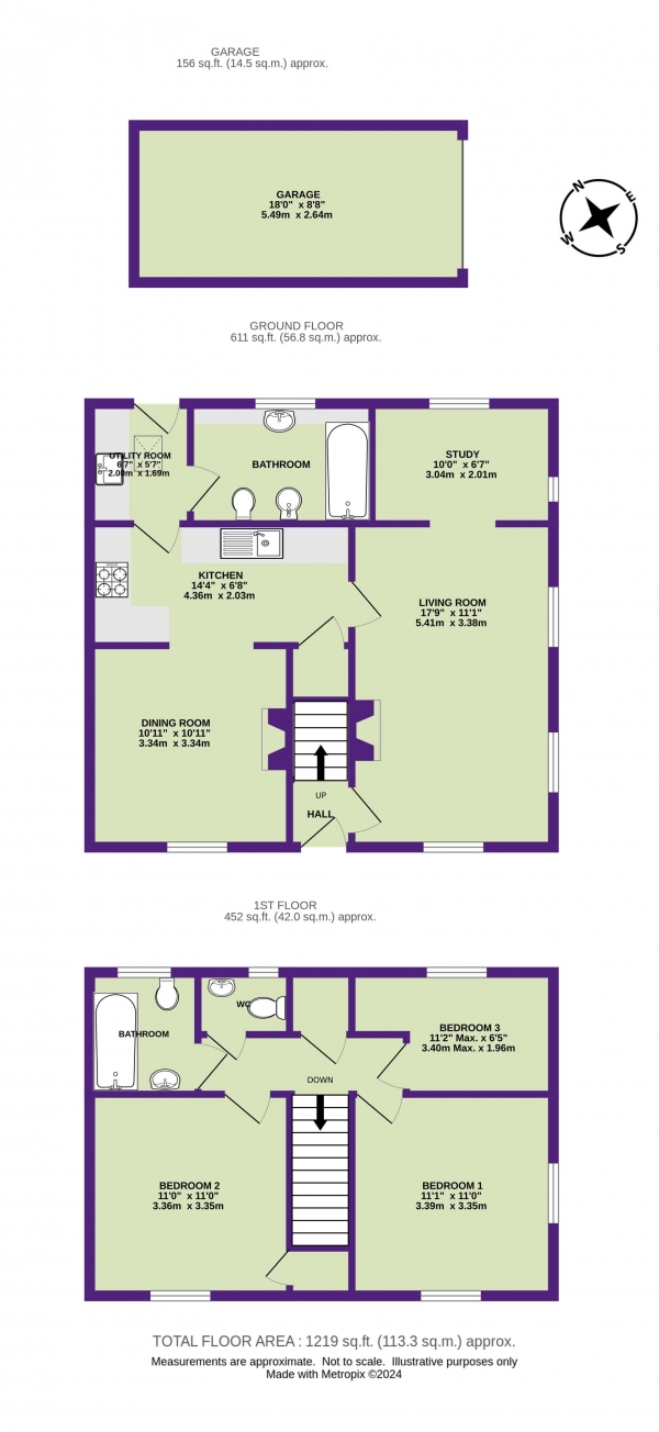 Floor Plan for 3 Bedroom Semi-Detached House for Sale in Branscombe, Devon, Branscombe, EX12, 3BL -  &pound625,000