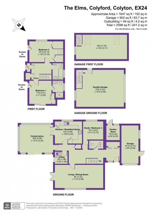 Floor Plan Image for 3 Bedroom Detached House for Sale in The Elms, Colyford, Devon