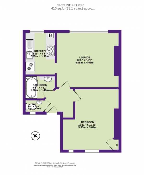 Floor Plan Image for 1 Bedroom Flat for Sale in Westcliffe Terrace, Seaton. Devon