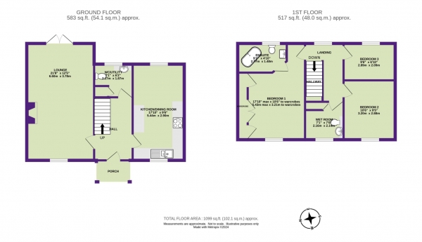 Floor Plan Image for 3 Bedroom Terraced House for Sale in Weycroft, Axminster, Devon