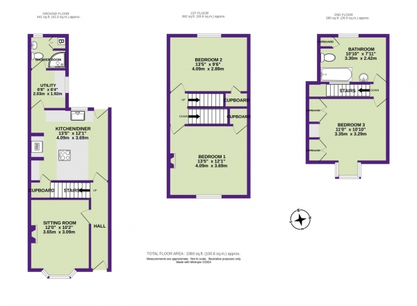 Floor Plan Image for 3 Bedroom Terraced House for Sale in Richmond Terrace, Colyton, Devon