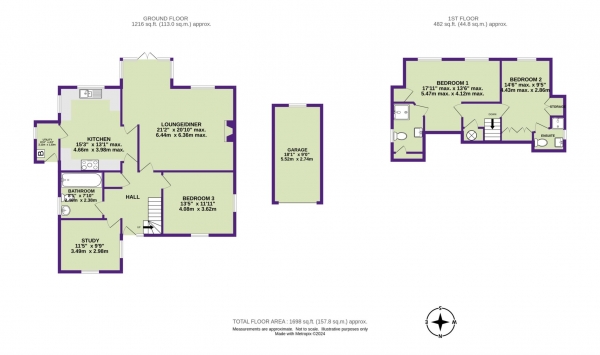 Floor Plan Image for 3 Bedroom Detached Bungalow for Sale in Durley Road, Seaton, Devon