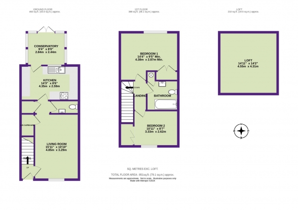 Floor Plan Image for 2 Bedroom Terraced House for Sale in Lea Combe, Axminster. Devon