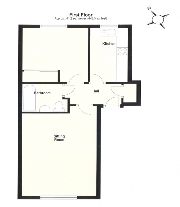 Floor Plan for 1 Bedroom Retirement Property for Sale in Orchard Walk, Watlington, OX49, 5RD - Guide Price &pound175,000