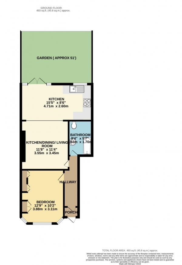 Floor Plan Image for 1 Bedroom Flat for Sale in Tennyson Avenue, New Malden