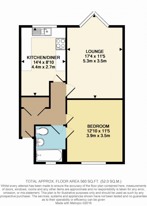 Floor Plan Image for 1 Bedroom Flat to Rent in Kingston Road, New Malden