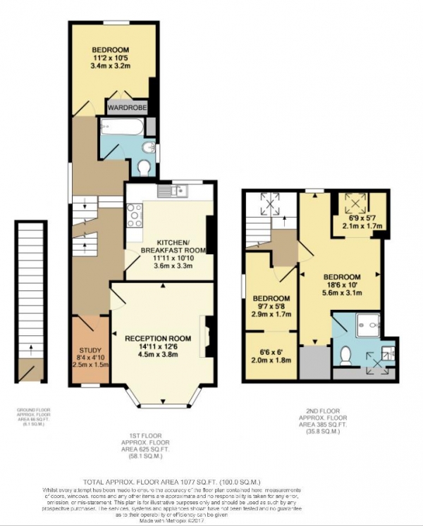 Floor Plan Image for 3 Bedroom Flat to Rent in Cambridge Road, New Malden